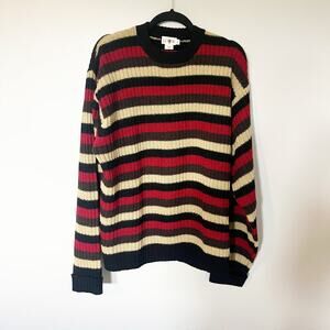 J.Crew oarsman wool striped crewneck sweater men’s large tall‎ tan black red